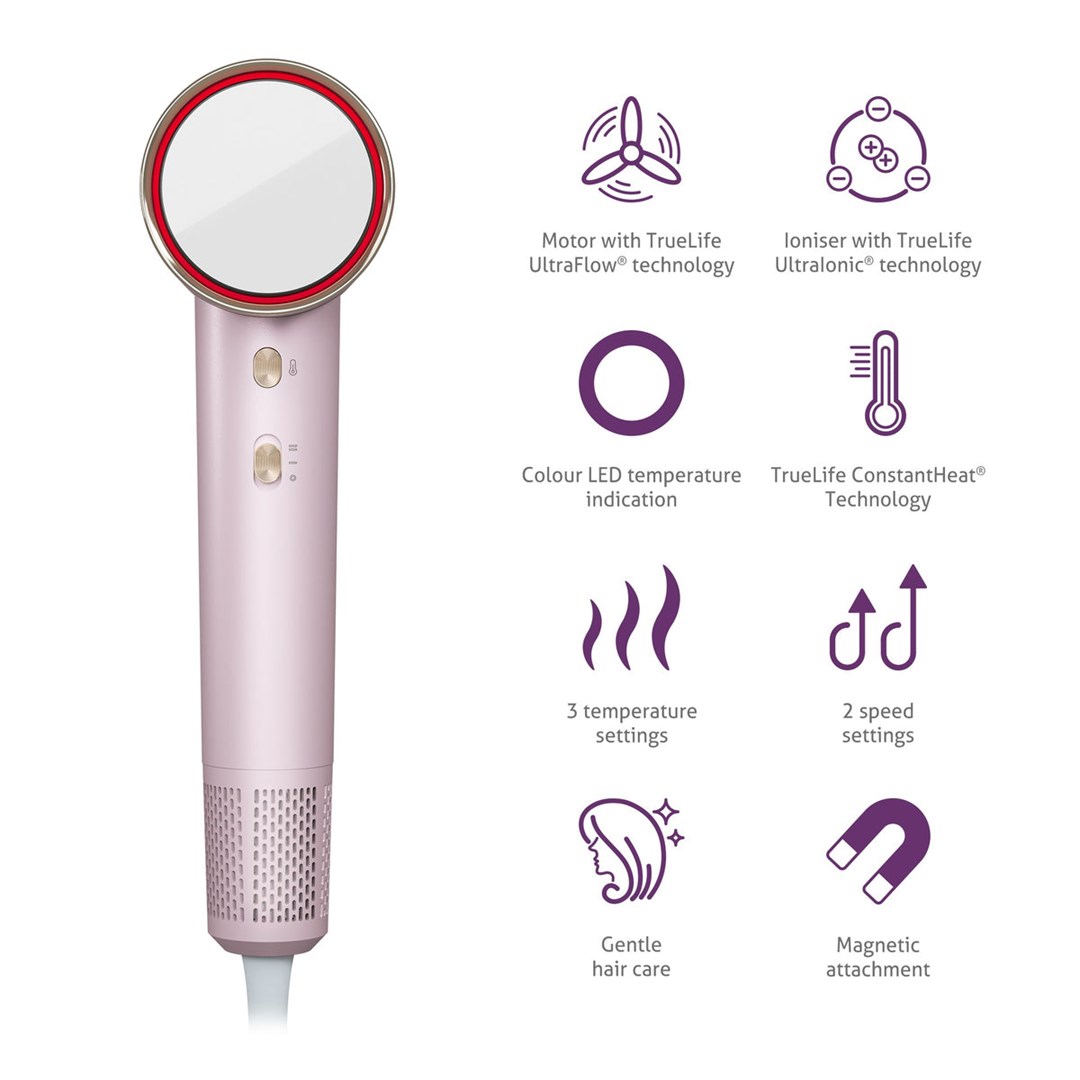 Sušilo za kosu TRUELIFE HairDryer D6 (1600 W, roza boja)-4