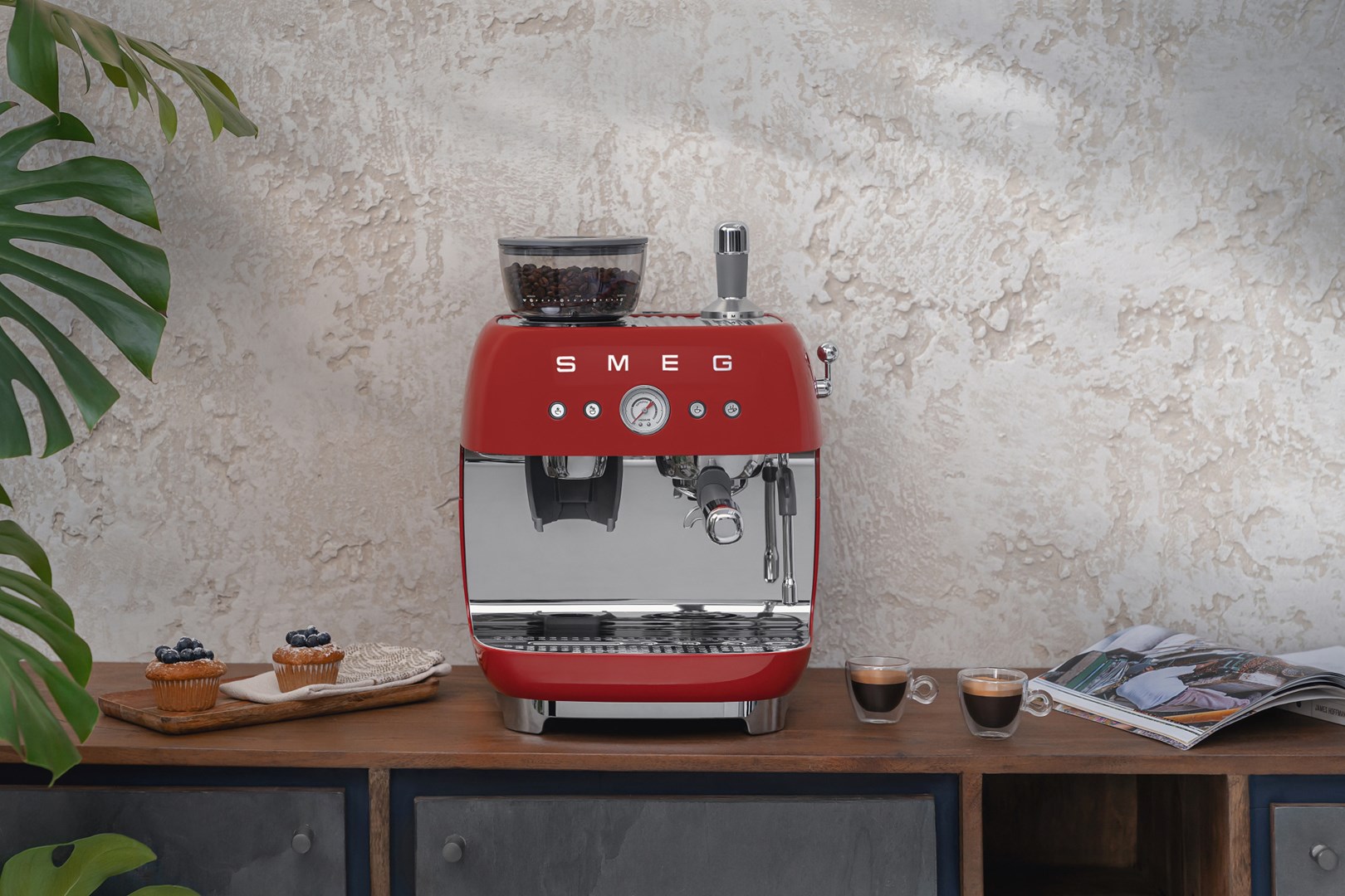 Smeg 50's Style Espresso Coffee Machine EGF03RDEU Red-15