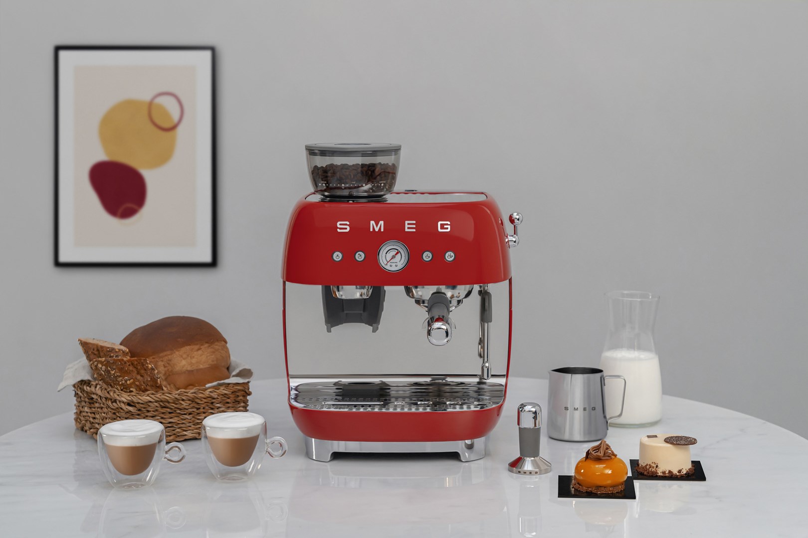 Smeg 50's Style Espresso Coffee Machine EGF03RDEU Red-14