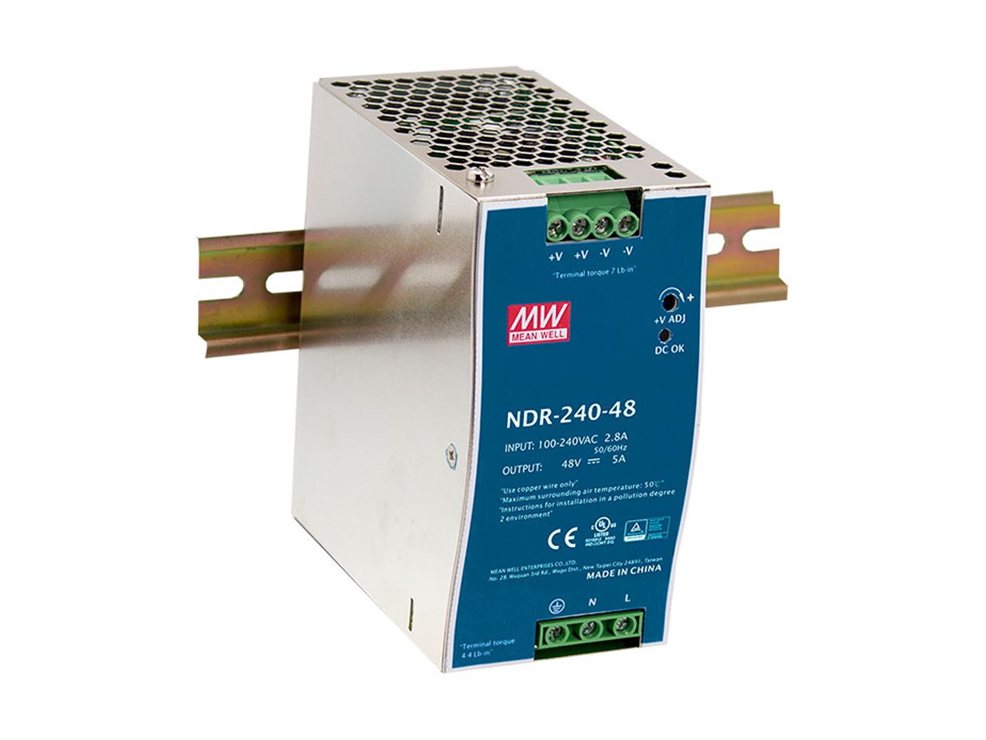 LevelOne 48V DC Industrial Power Supply, 240W, DIN-Rail, PoE Ready-0