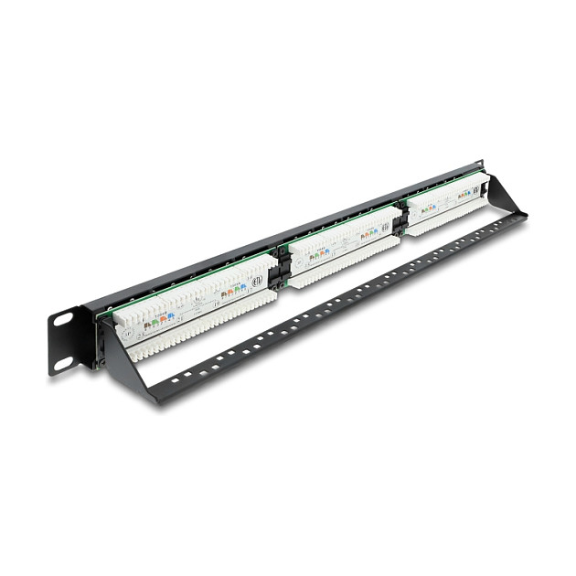 Mrežni patch panel DELOCK 19" 1U, 24 porta Cat.6 s LED indikatorima, crna boja-1