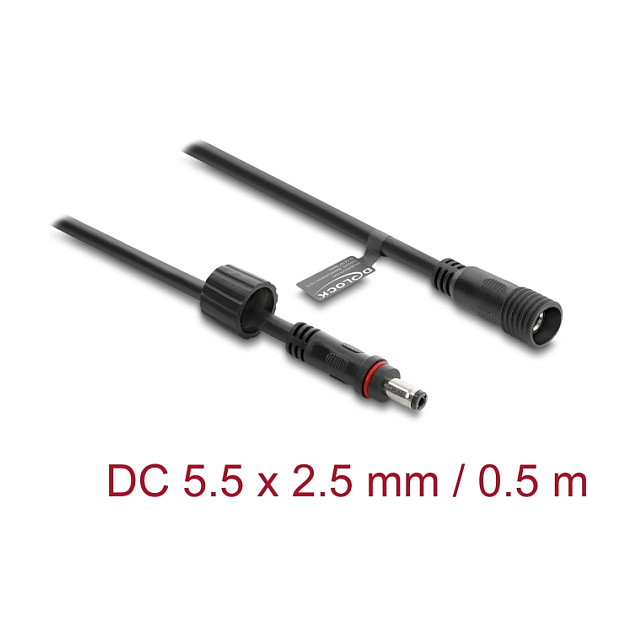 Kabel DELOCK DC produžni za napajanje 5.5 x 2.5 mm (M/Ž), 0.5m-0
