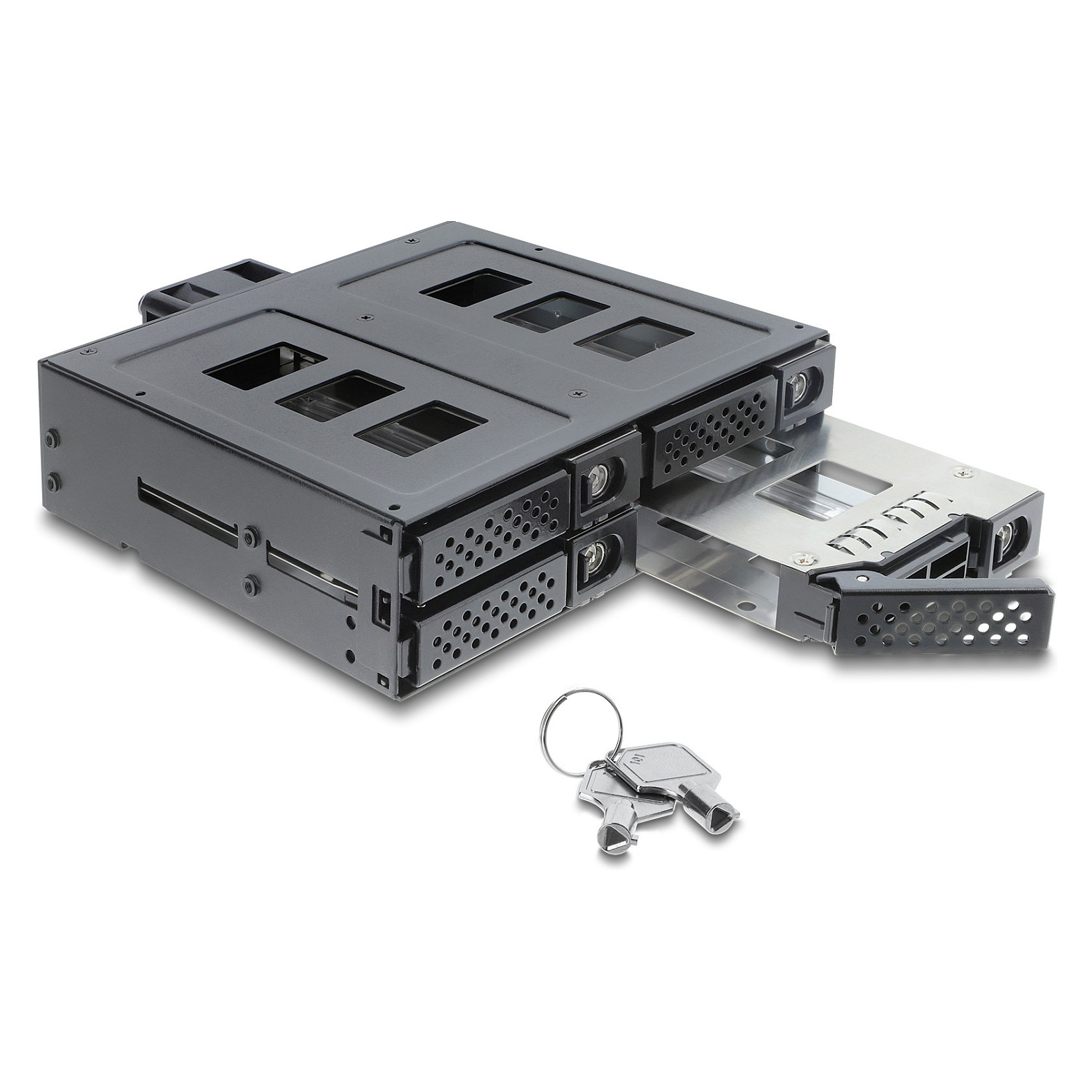 Ladica za diskove DELOCK 5.25" za 4 x 2.5" SATA / SAS HDD / SSD s ključem (47141)-0