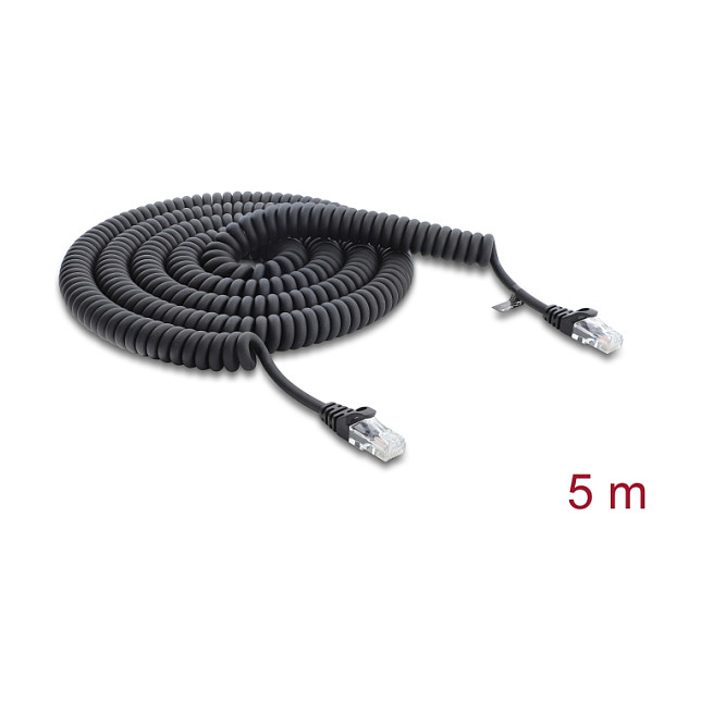 Mrežni spiralni kabel DELOCK RJ45 Cat.5e S/FTP, 5m, crna boja-0