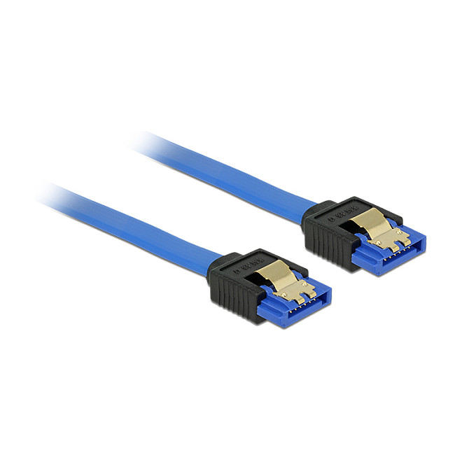 DELOCK Kabel SATA 6 Gb/s Buchse gerade > SATA Buchse gerade 100cm blau mit Goldclips-0