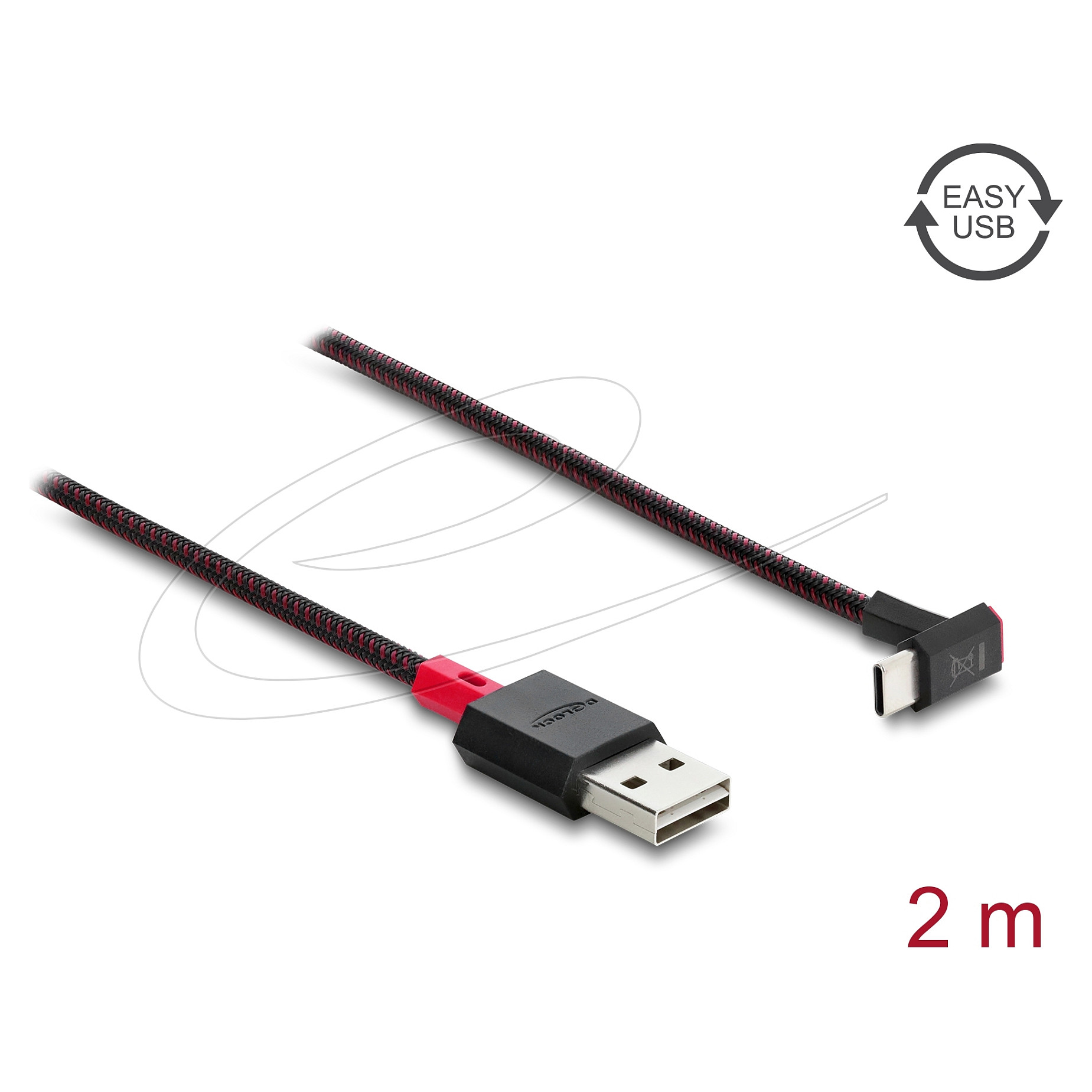 Delock EASY-USB 2.0 Kabel Typ-A Stecker zu USB Type-Câ„¢ Stecker gewinkelt oben / unten 2 m schwarz-0