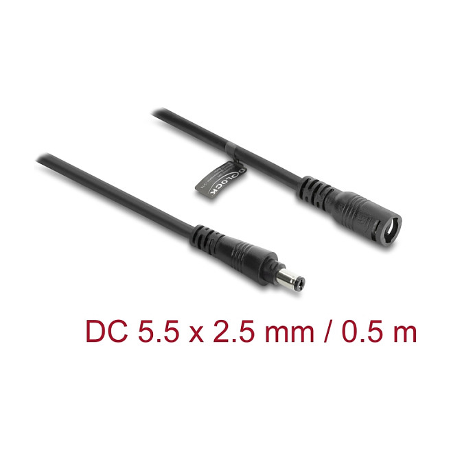 Kabel DELOCK DC produžni 5.5 x 2.5 mm s bajunet konektorom, 0.5 m-0