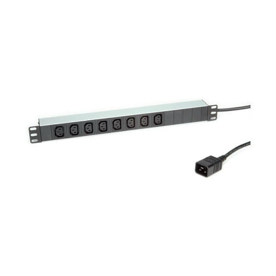ROLINE 19-Zoll-Steckdosenleiste 8fach C13 + C20-Stecker, Aluminium, 2 m-0