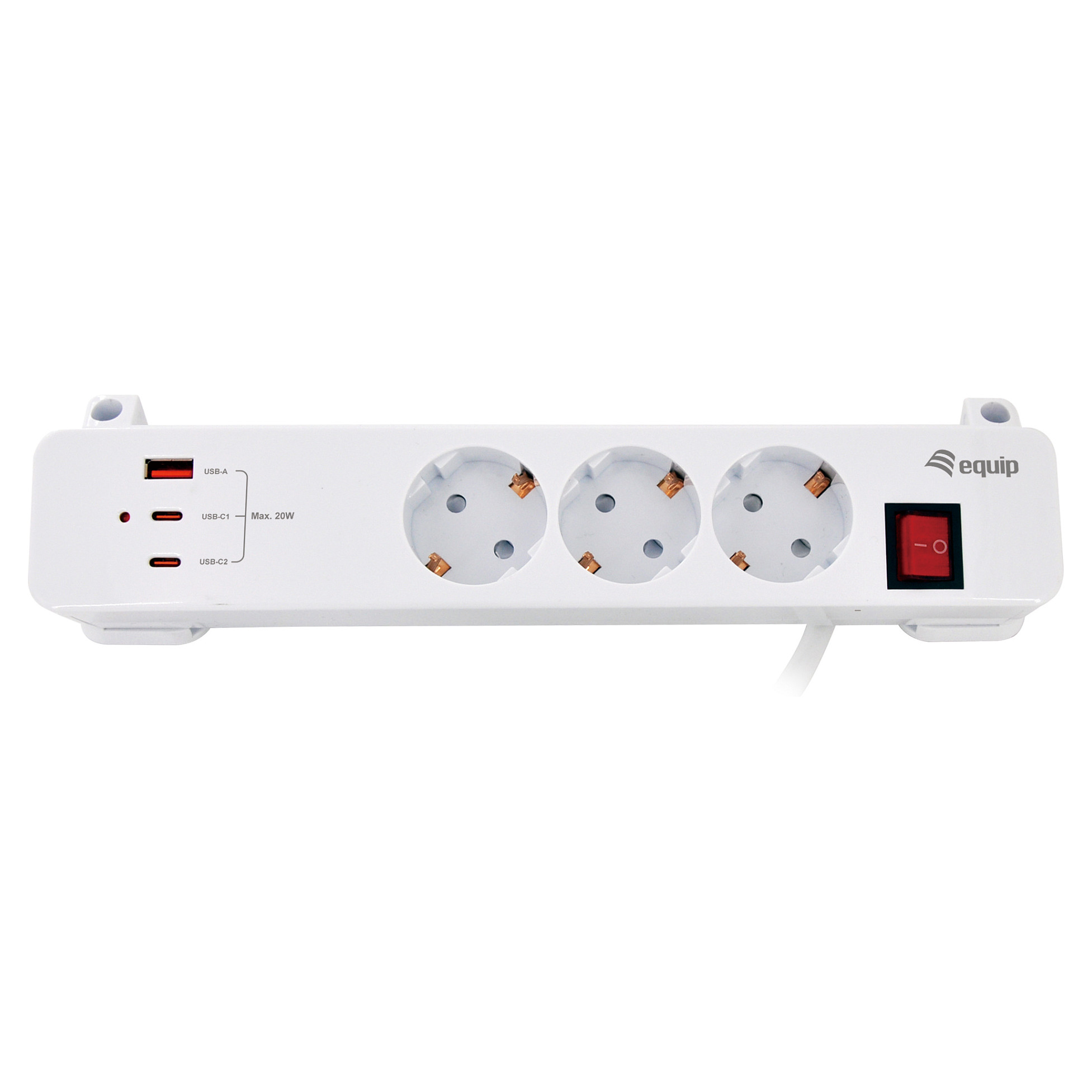 Equip Steckdosenleiste CEE7/7 90Â°->3xSchuko/2xUSBC+USBA
