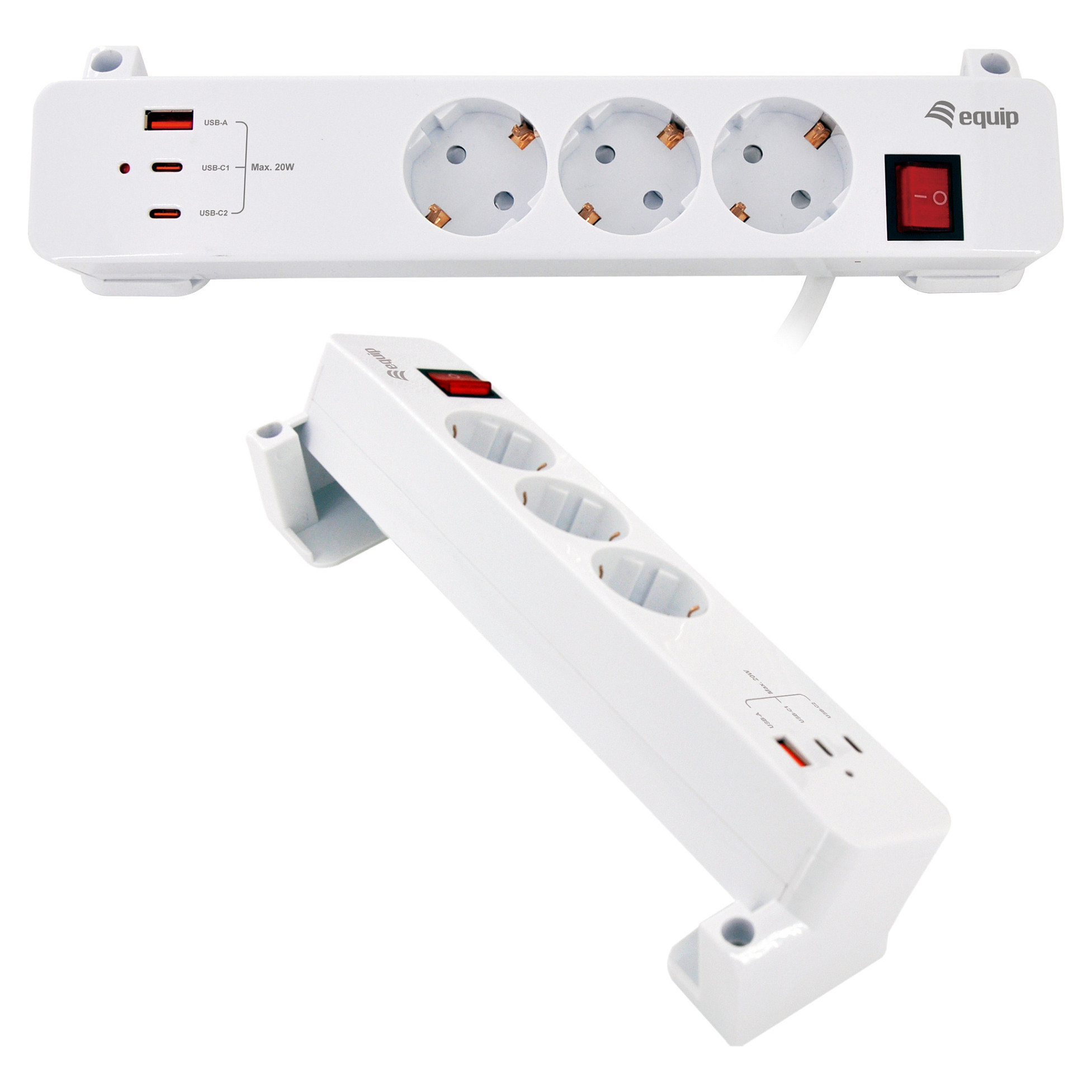 Equip Steckdosenleiste CEE7/7 90Â°->3xSchuko/2xUSBC+USBA-2