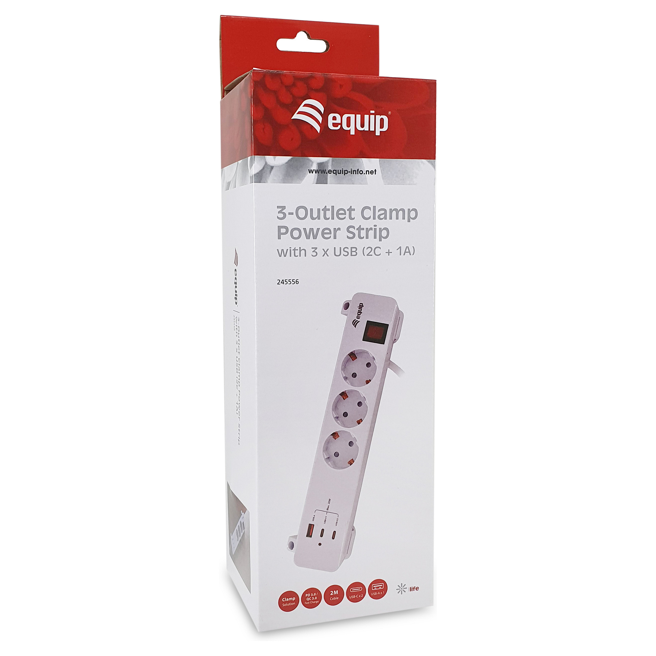 Equip Steckdosenleiste CEE7/7 90Â°->3xSchuko/2xUSBC+USBA-6