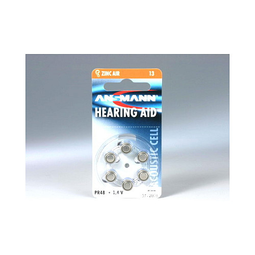 Baterije za slušni aparat ANSMANN Zinc-Air 13 (PR48), 6 kom-0