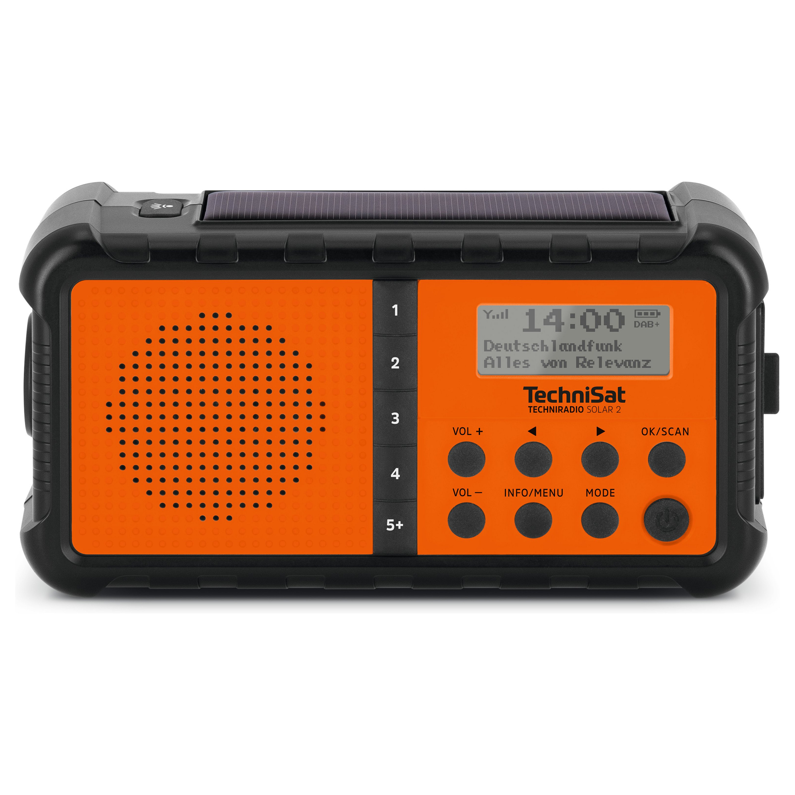 Prijenosni radio TECHNISAT Techniradio Solar 2 (DAB+/FM, solarno punjenje), crno-narančasta boja