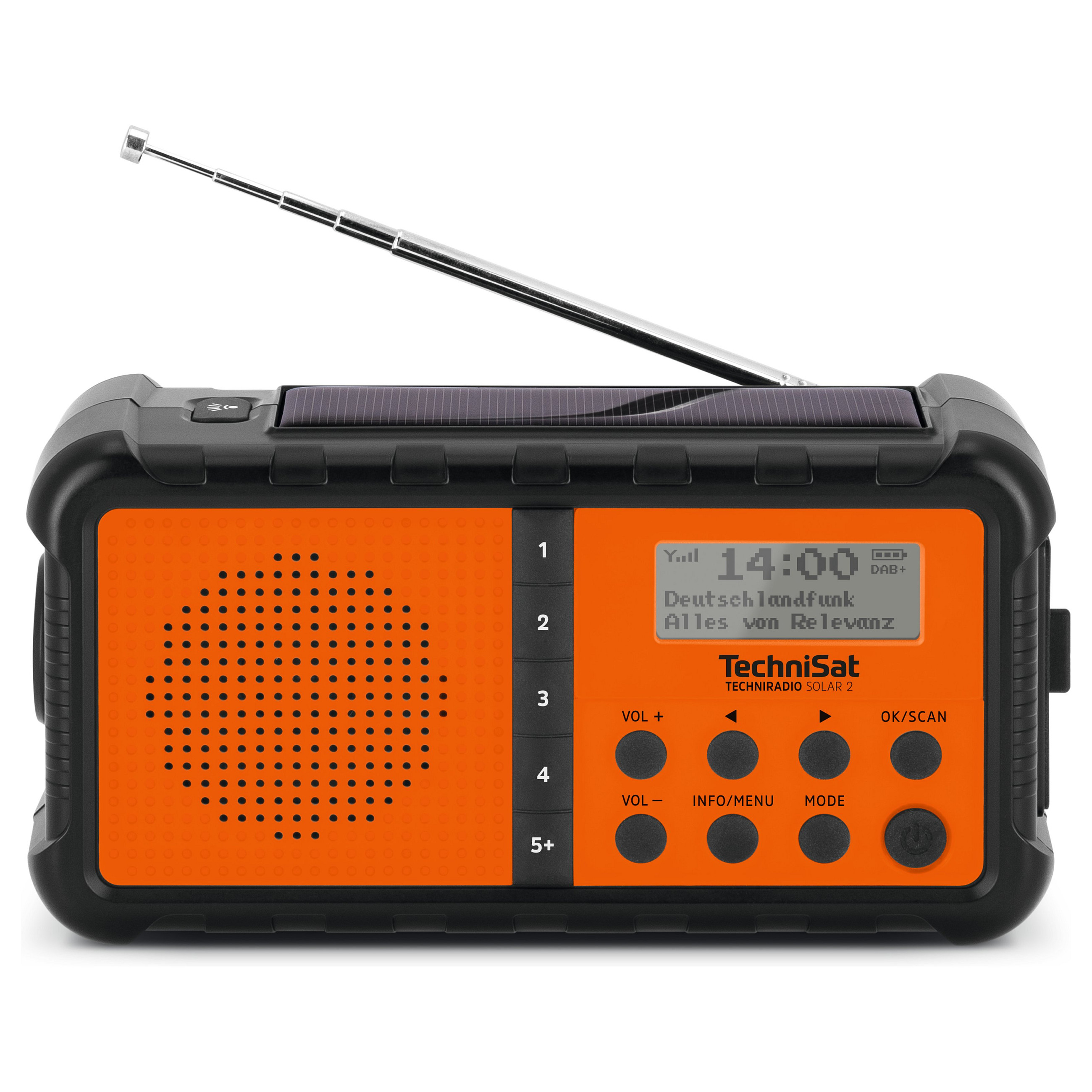 Prijenosni radio TECHNISAT Techniradio Solar 2 (DAB+/FM, solarno punjenje), crno-narančasta boja-1