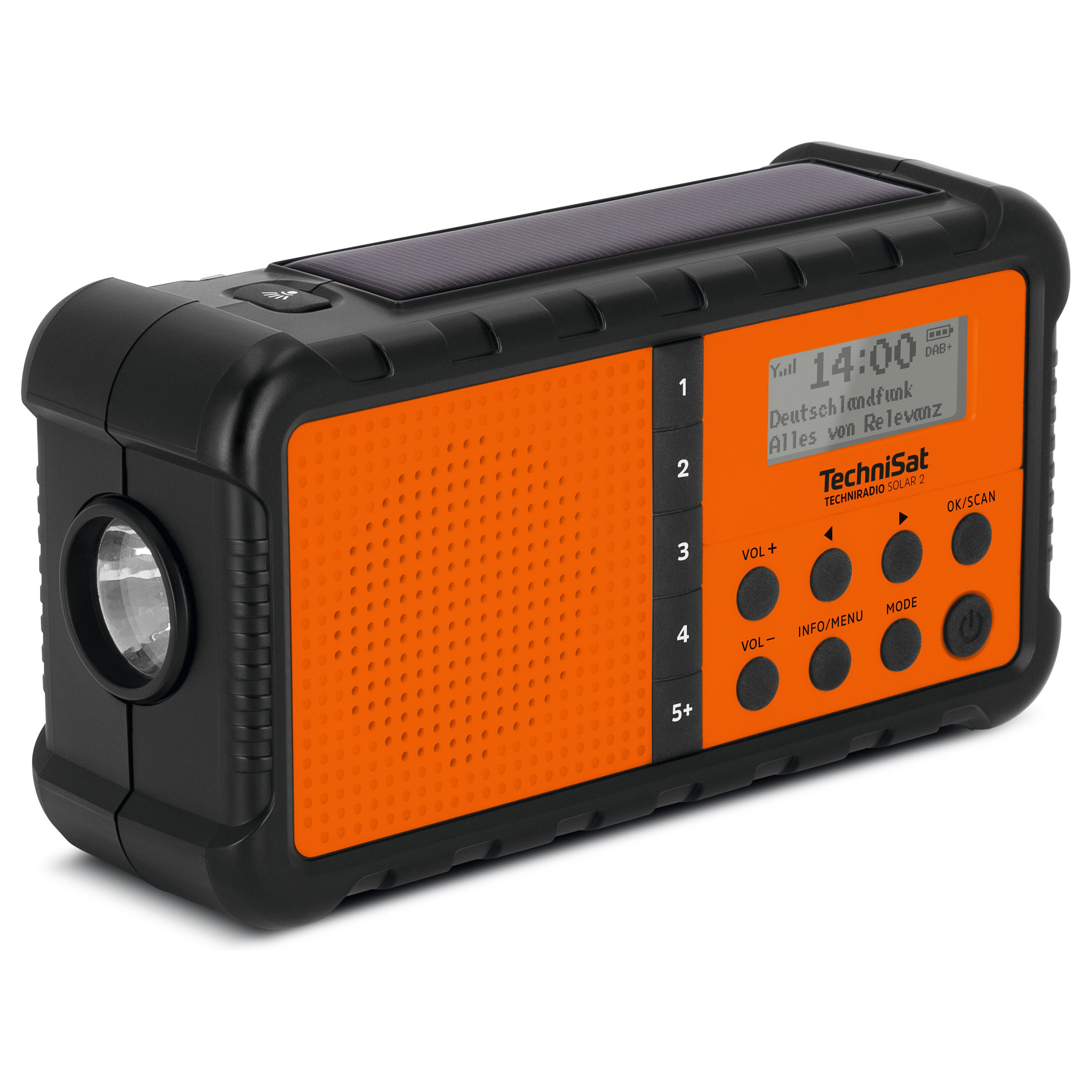 Prijenosni radio TECHNISAT Techniradio Solar 2 (DAB+/FM, solarno punjenje), crno-narančasta boja-2