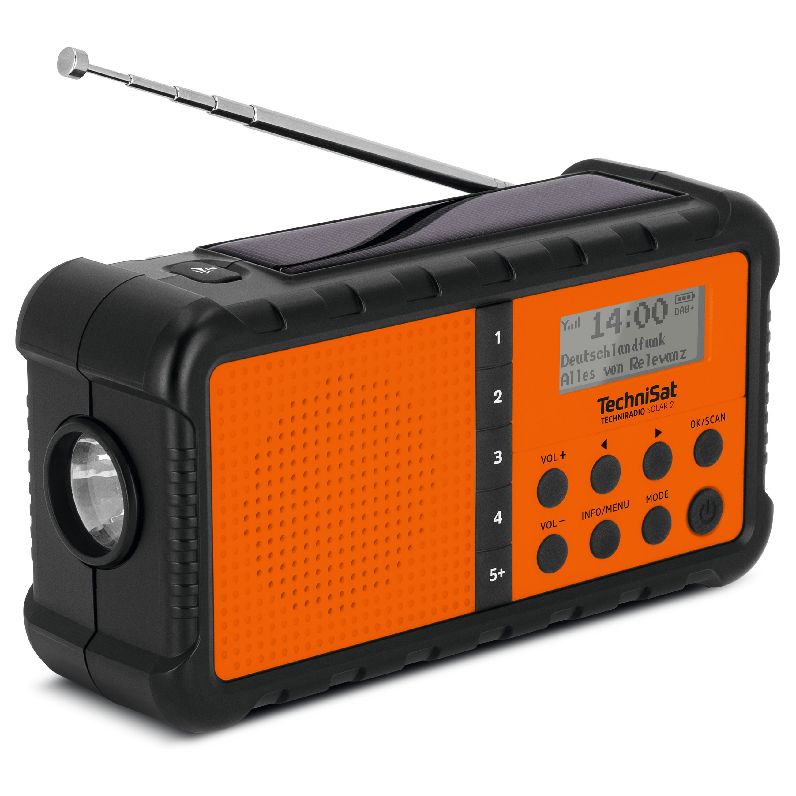 Prijenosni radio TECHNISAT Techniradio Solar 2 (DAB+/FM, solarno punjenje), crno-narančasta boja-3
