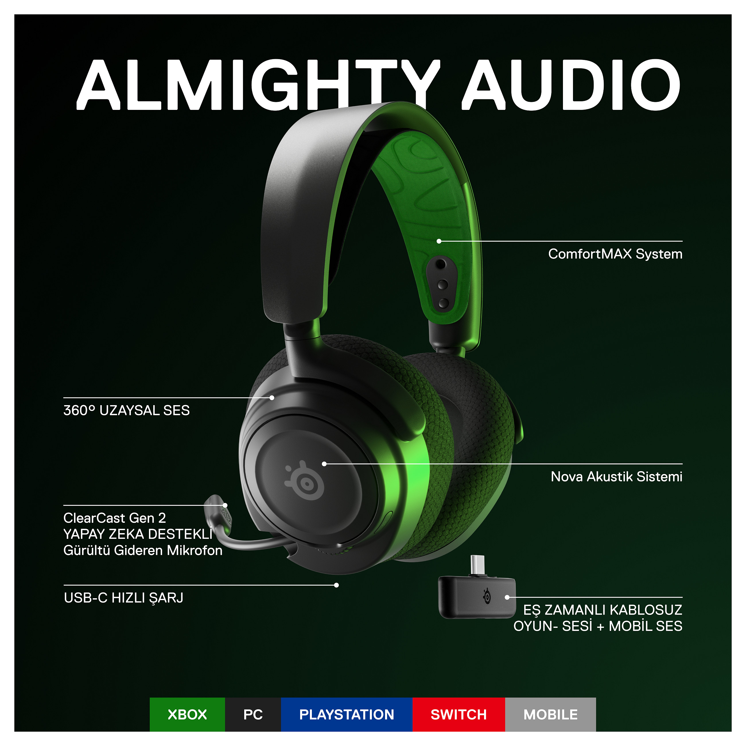 Slušalice STEELSERIES Arctis Nova 7X (Bluetooth, 3.5 mm, mikrofon, 38h baterija, crne)-6