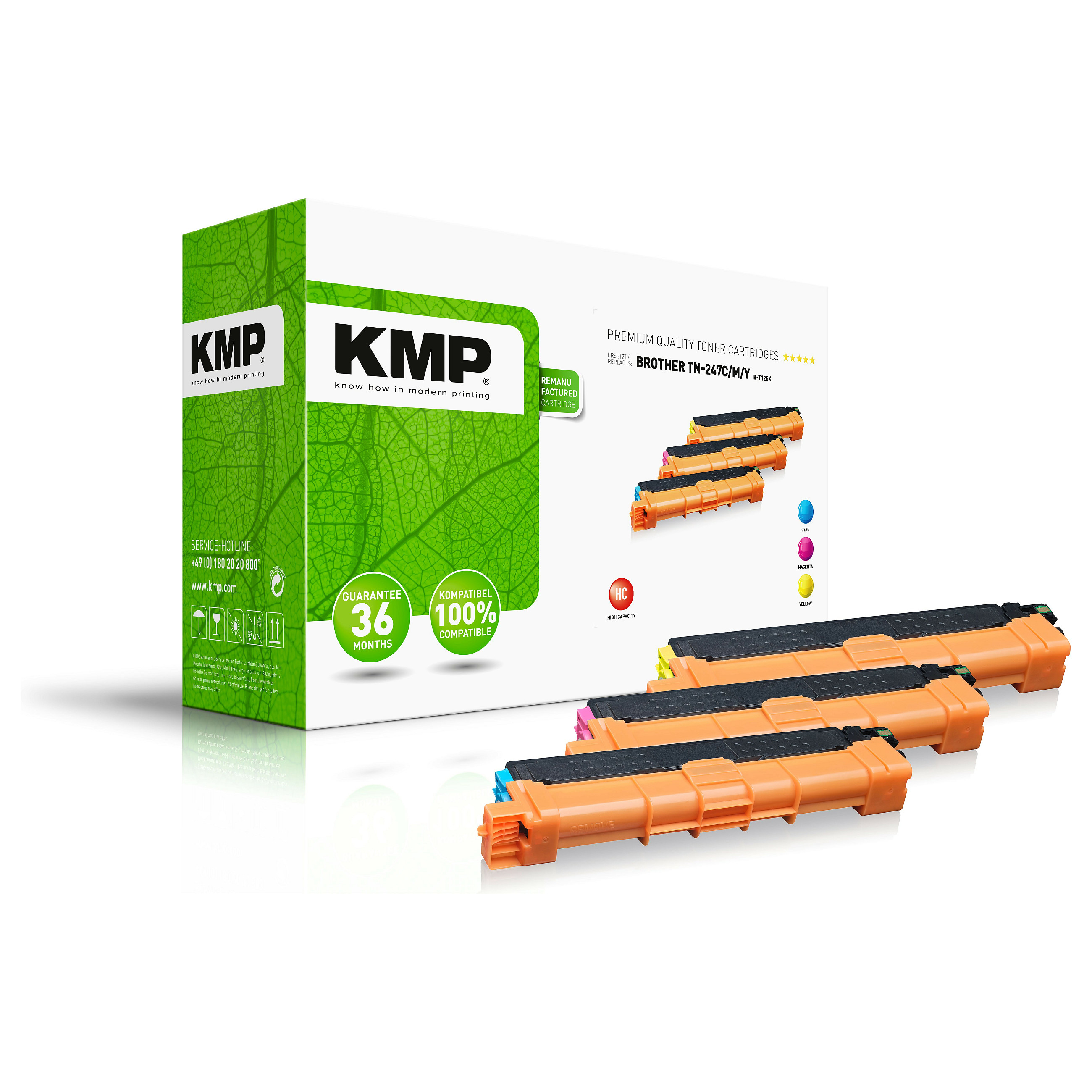 KMP Toner B-T125X cyan, magenta, gelb kompatibel zu brother TN-247C/M/Y, 3er-Set