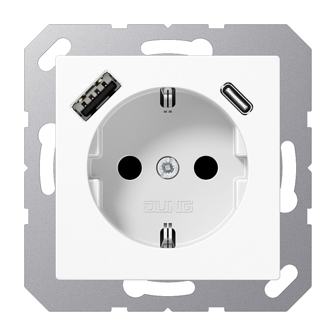 Jung A1520-15CAWW SCHUKOsteckdose m.USB Typ AC