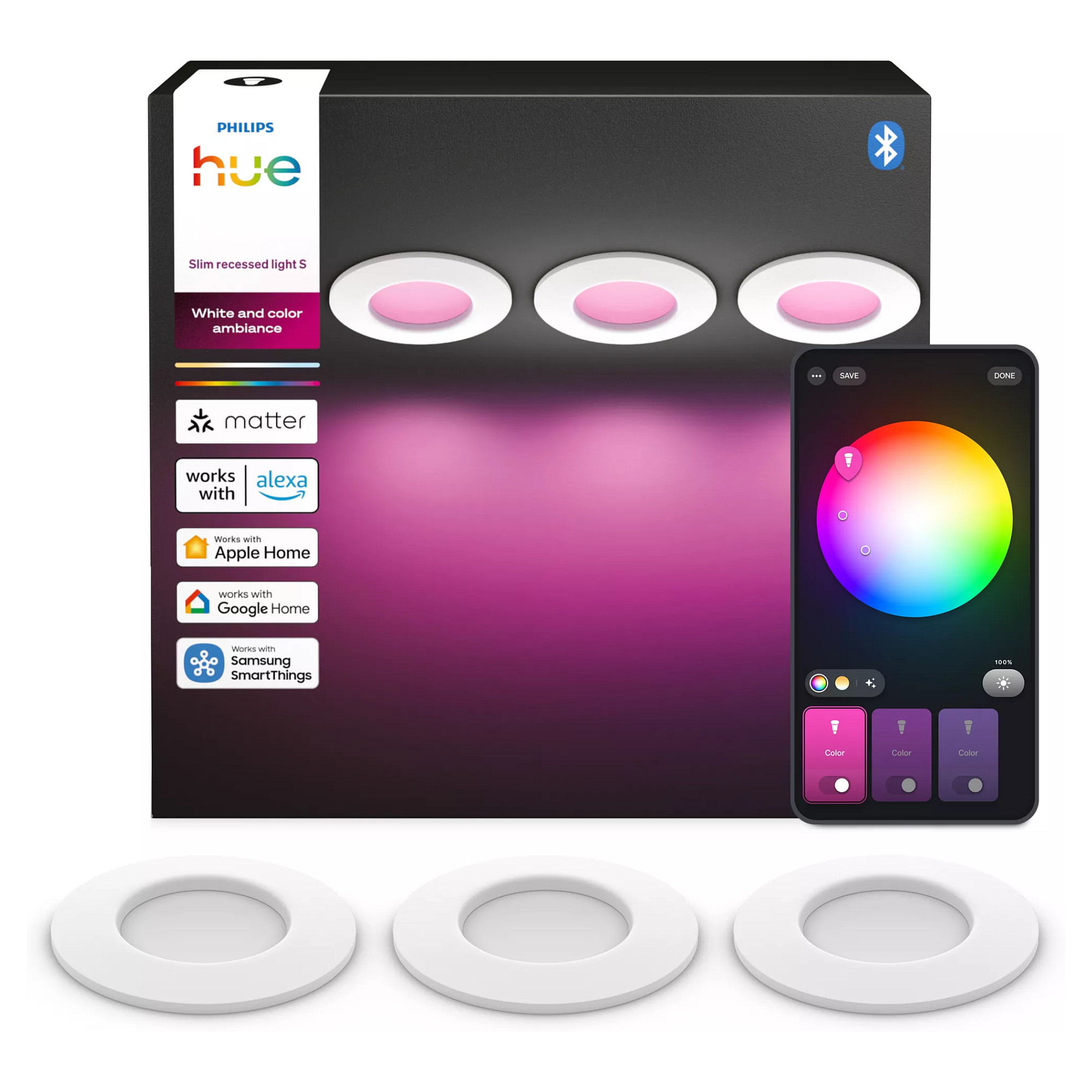 Philips Hue White&Col. Amb. Slim Recessed Light S x3 -White-3