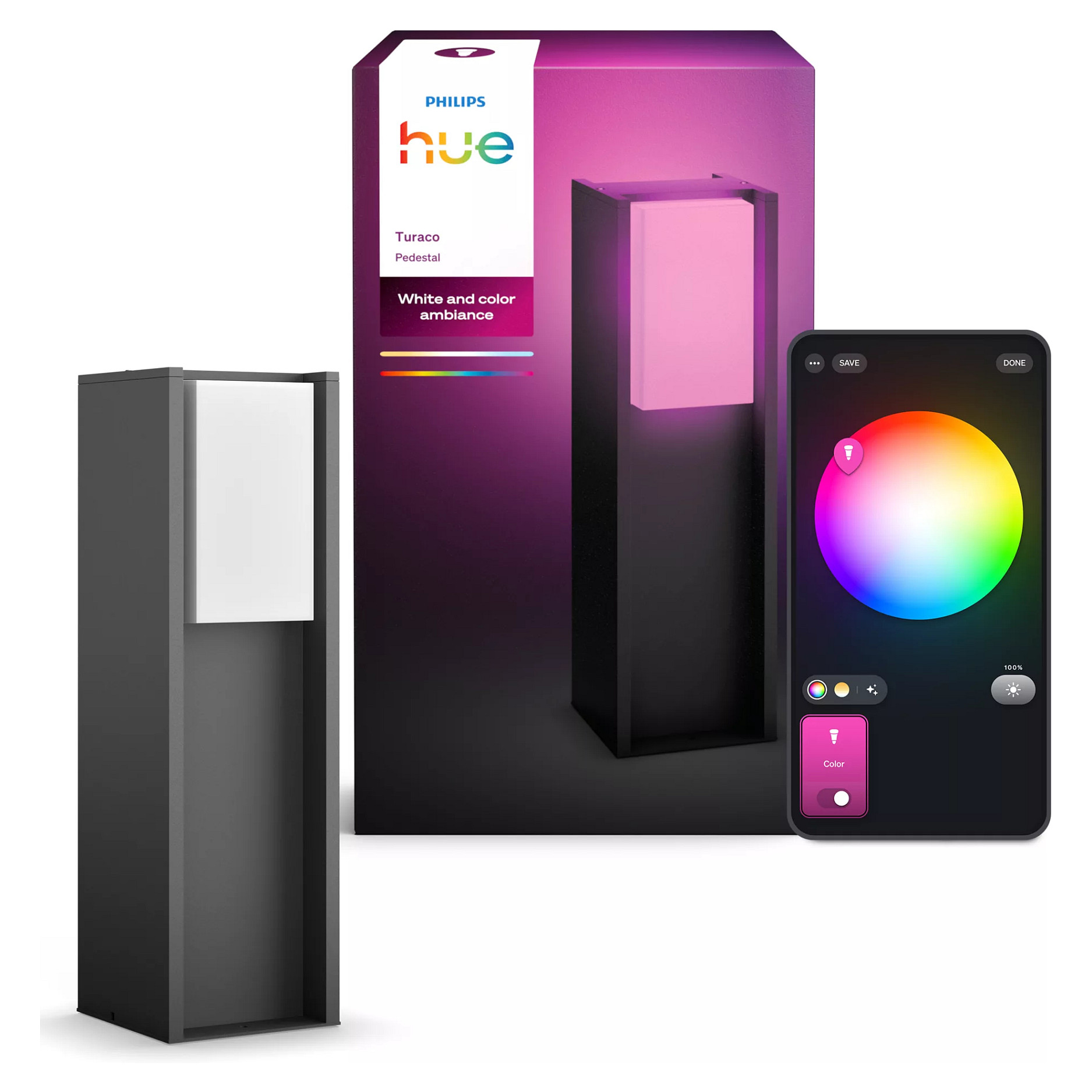Vanjska stupna svjetiljka PHILIPS HUE Turaco White and Color Ambiance, antracit boja-2