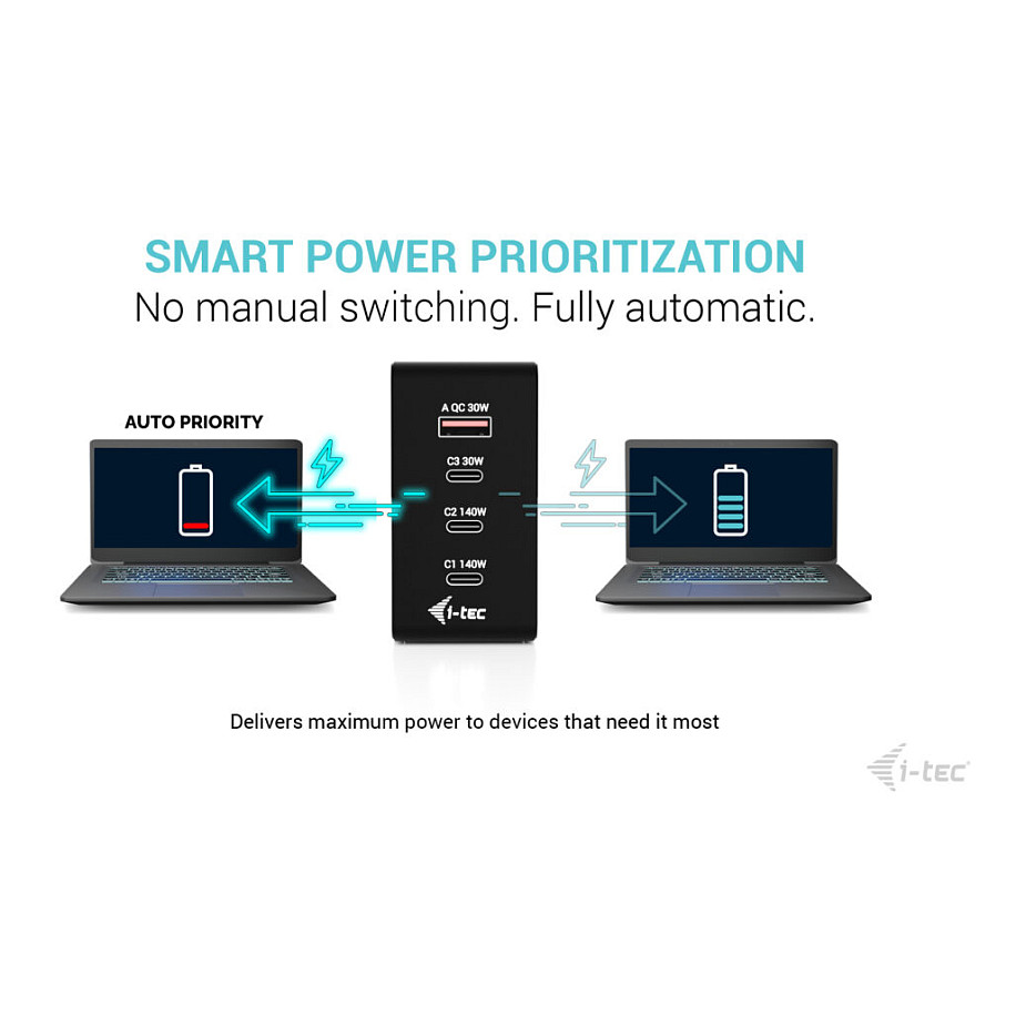 D I-TEC 140W Intelligent Multiport USB Charger 3x USB-C 1x USB-A LCD display-6