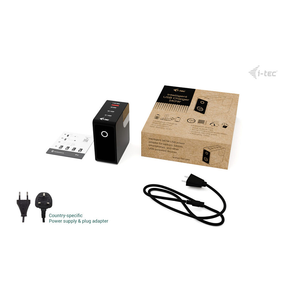 D I-TEC 140W Intelligent Multiport USB Charger 3x USB-C 1x USB-A LCD display-8