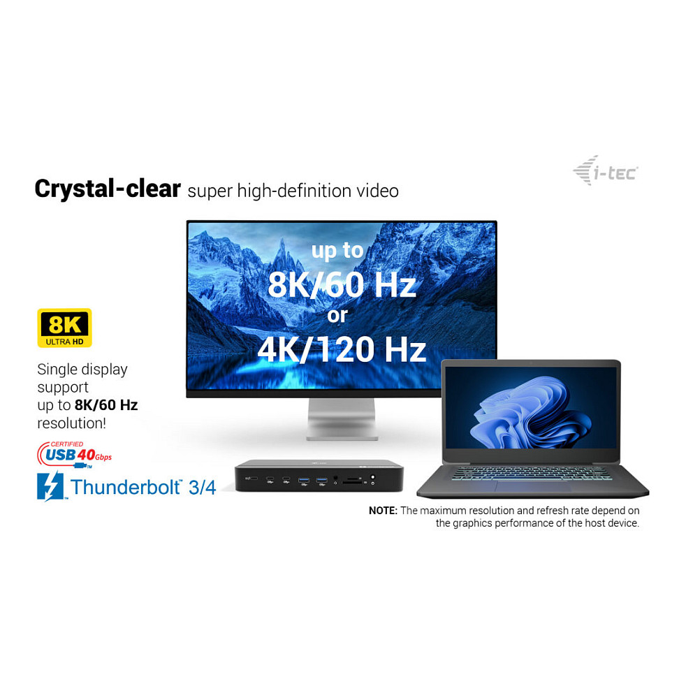 D I-TEC TB5 Triple DisplayDS 2xTB5 1xDP 1x2,5GLAN 1xM.2 slot 1xAudio/Mic 2xUSB-C Gen2 2xUSB-A Gen2 2xUSB 2.0 SD+TF Kartenleser PD 140W-7