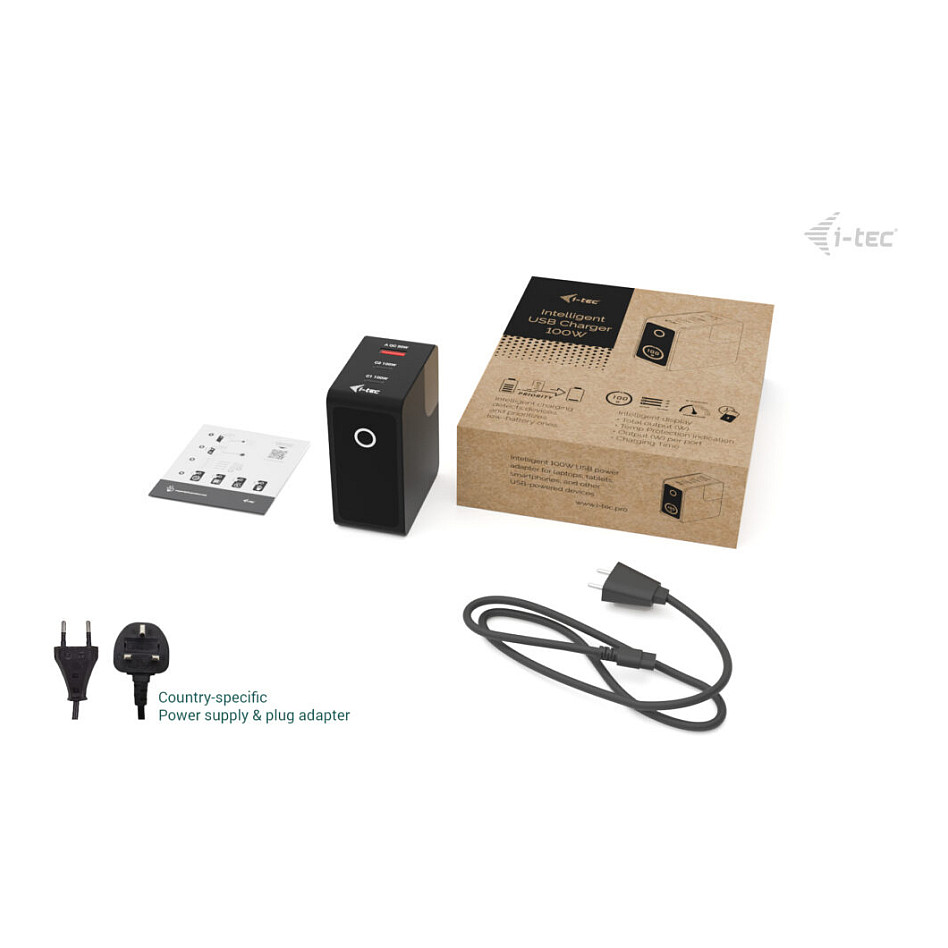 D I-TEC 100W Intelligent Multiport USB Charger 2x USB-C 1x USB-A LCD display-3