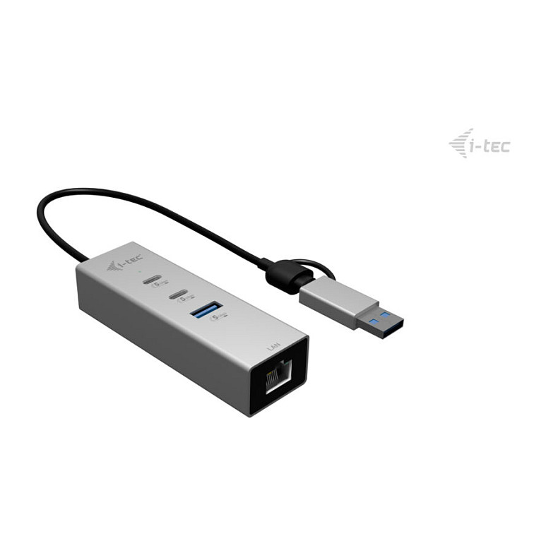 D I-TEC USB-C/USB-A Metal HUB 3 2x USB-C Gen1 1x USB-A Gen1 1x 2,5GLAN-1
