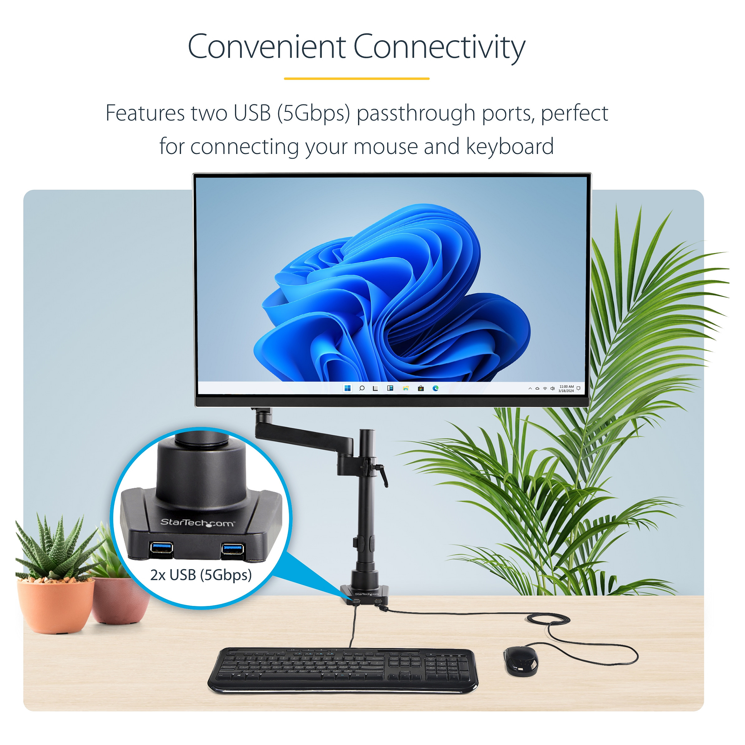 StarTech.com Desk Monitor Arm with 2x USB 3.0 Ports Monitor Mount-11