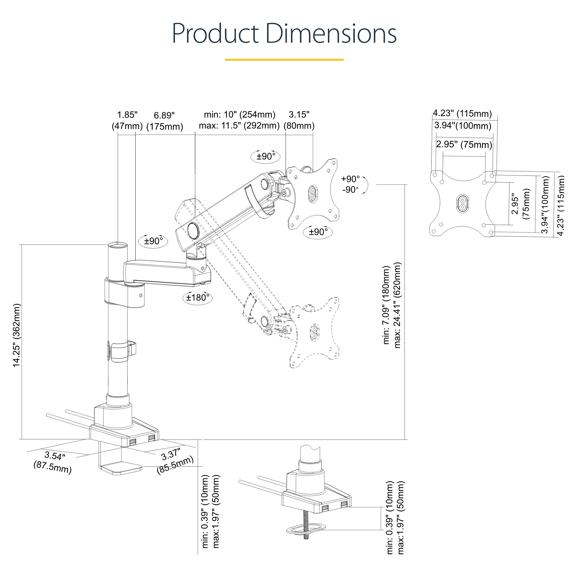 StarTech.com Desk Monitor Arm with 2x USB 3.0 Ports Monitor Mount-17