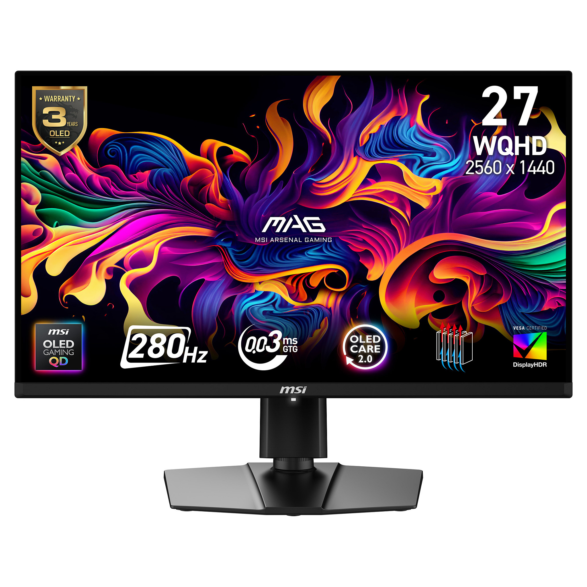 Monitor MSI MAG 271QPDE QD-OLED X28 26.5" (QD-OLED, WQHD, 280Hz, 0.03ms, DisplayHDR True Black 400)