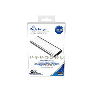 Vanjski SSD disk MEDIARANGE 120GB (USB-C 3.2 Gen 2, Srebrna)