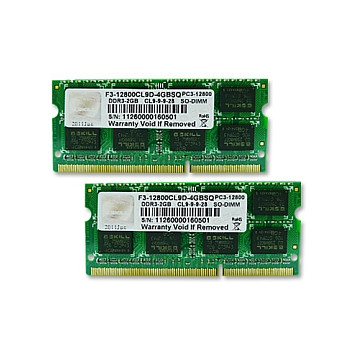 4GB G.Skill SO-DIMM 1600 (2x 2 GB) Dual-Kit (F3-12800CL9D-4GBSQ, SQ, Lite Retail)-0