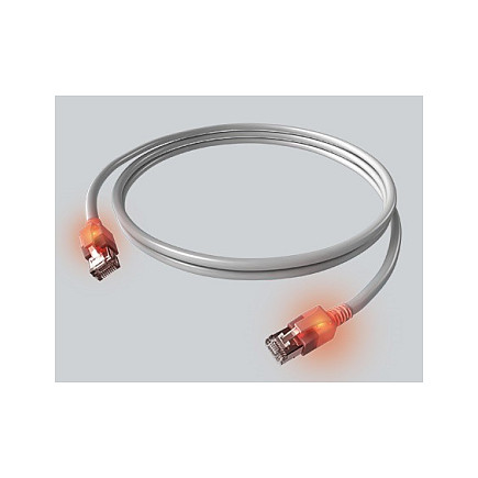 EasyLan DualBoot LED Patchkabel RJ45 S/FTP Cat.6A (Class EA), mit saCon Stecker, LSOH, grau, 1 m-0