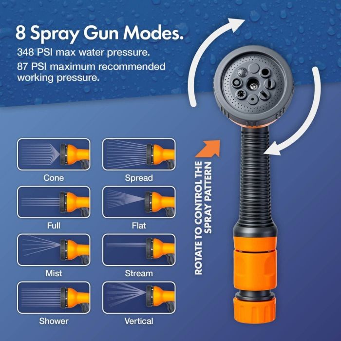 VonHaus Wall-mounted Garden Hose Reel 25 m with spray gun-4