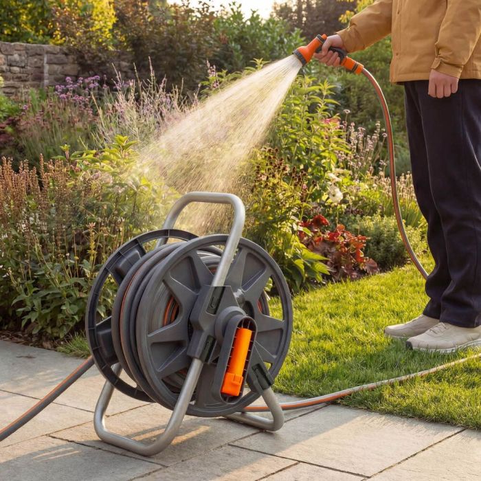 VonHaus Wall-mounted Garden Hose Reel 25 m with spray gun-2