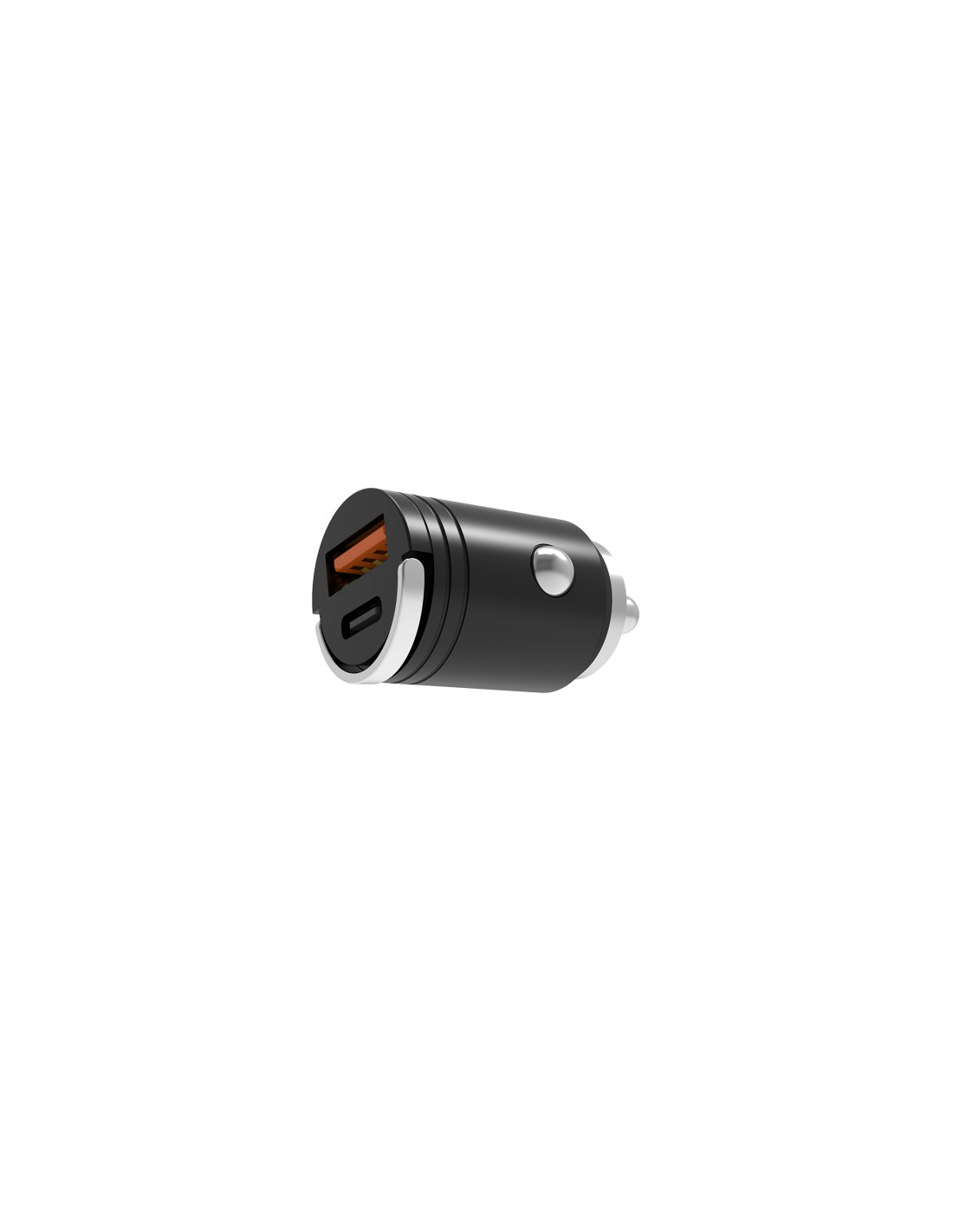 Auto punjač KSIX BCR30GAN (30 W, USB-C PD, USB-A QC 3.0, crna boja)-0