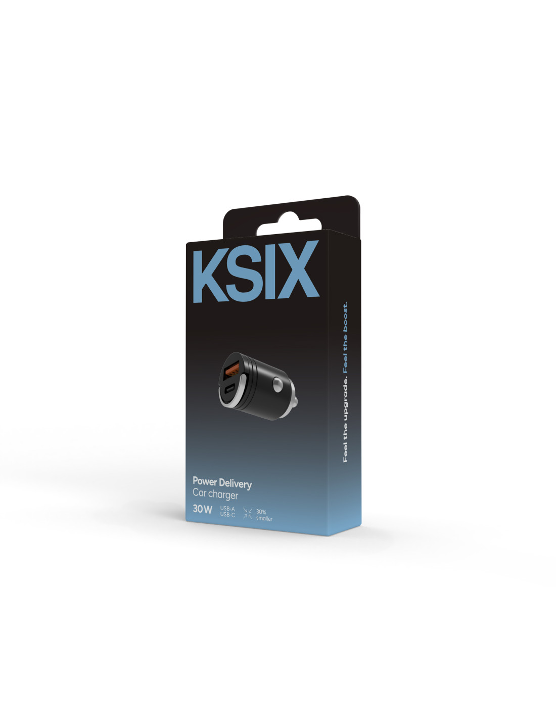 Auto punjač KSIX BCR30GAN (30 W, USB-C PD, USB-A QC 3.0, crna boja)-2