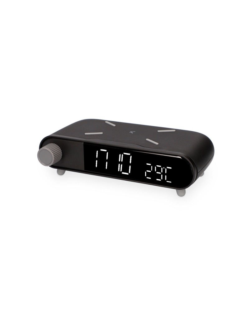 Bežični punjač KSIX Retro (s alarmom i mjeračem temperature, 10 W, crna boja)-0