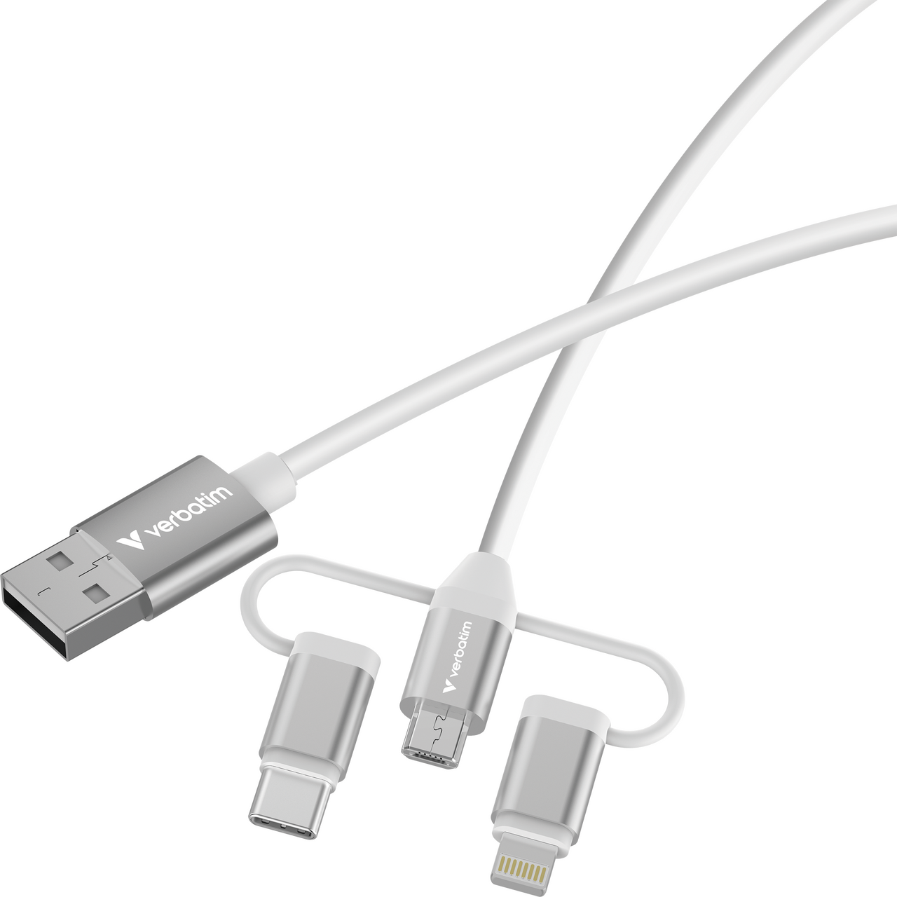 Kabel VERBATIM 3-u-1 Sync & Charge USB-A na Micro-B/USB-C/Lightning (1.0m, 18W), bijela boja-1