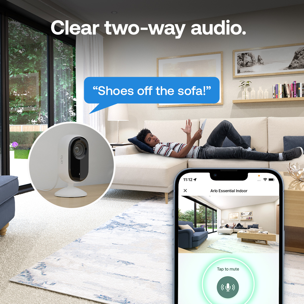 Arlo Essential (Gen.3) 2K Indoor Security Camera - White-1