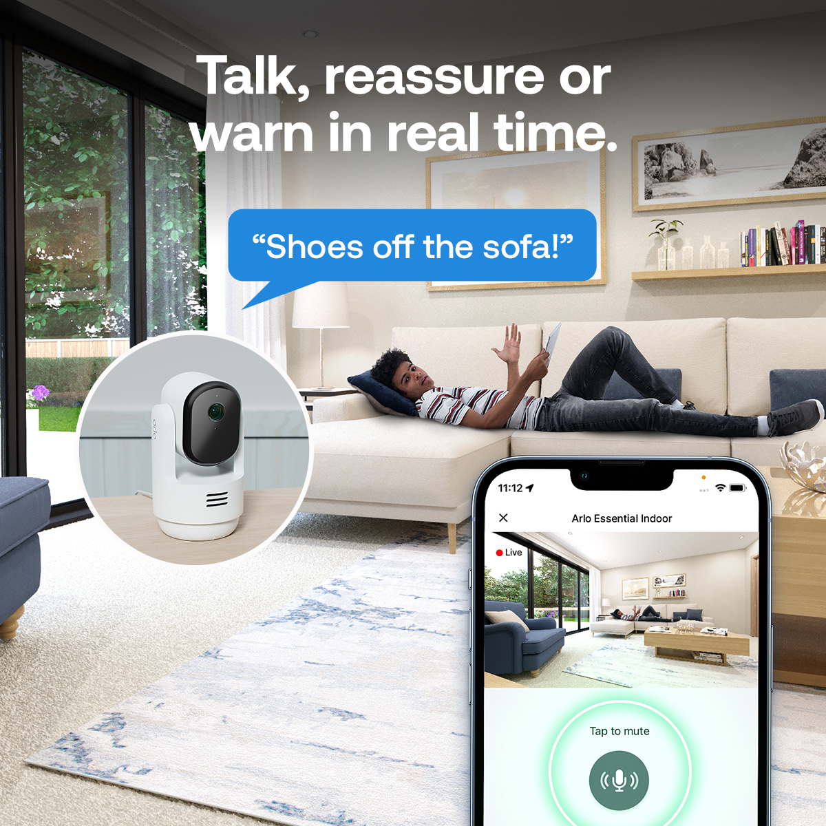 Arlo Essential (Gen.3) 2K PTZ Indoor Security Camera - White-2