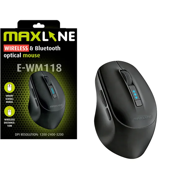 MAXLINE BEŽIČNI MIŠ E-WM118 Crni-0
