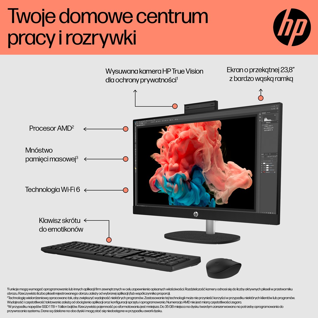 HP 24-cr0334nw AMD Ryzen™ 7 7730U 60.5 cm (23.8") 1920 × 1080 px All-in-One PC 16 GB DDR4-SDRAM 512 GB SSD Free DOS Wi-Fi 6 (802.11ax) White-5