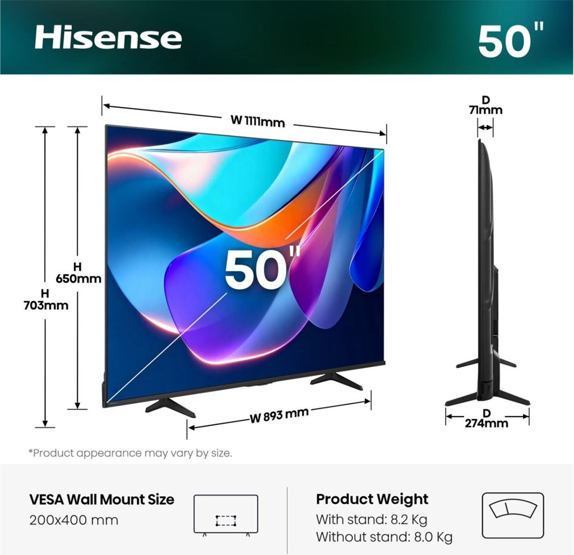 Hisense 50A6S 127 cm (50") 4K Ultra HD Smart TV Wi-Fi Black-1