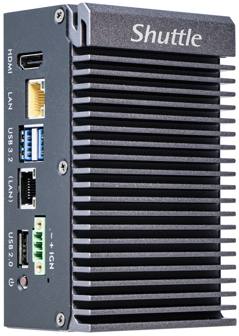 Shuttle Edge PC SPCEL03 , Intel Atom x6413E, 1x HDMI, 2x 2.5G LAN, 1x COM, DIO (4x in, 4x out), 3x USB, 2x M.2, 12-24V, fanless, 24/7, -20... 60°C, incl. VESA & DIN-RAIL mount-7