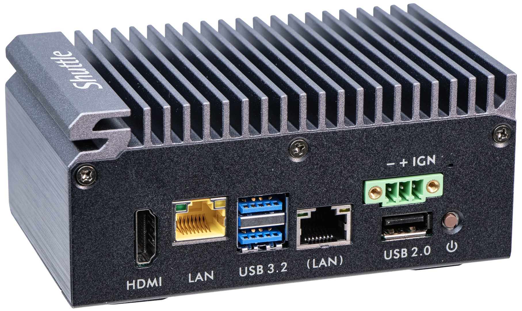 Shuttle Edge PC SPCEL03 , Intel Atom x6413E, 1x HDMI, 2x 2.5G LAN, 1x COM, DIO (4x in, 4x out), 3x USB, 2x M.2, 12-24V, fanless, 24/7, -20... 60°C, incl. VESA & DIN-RAIL mount-4