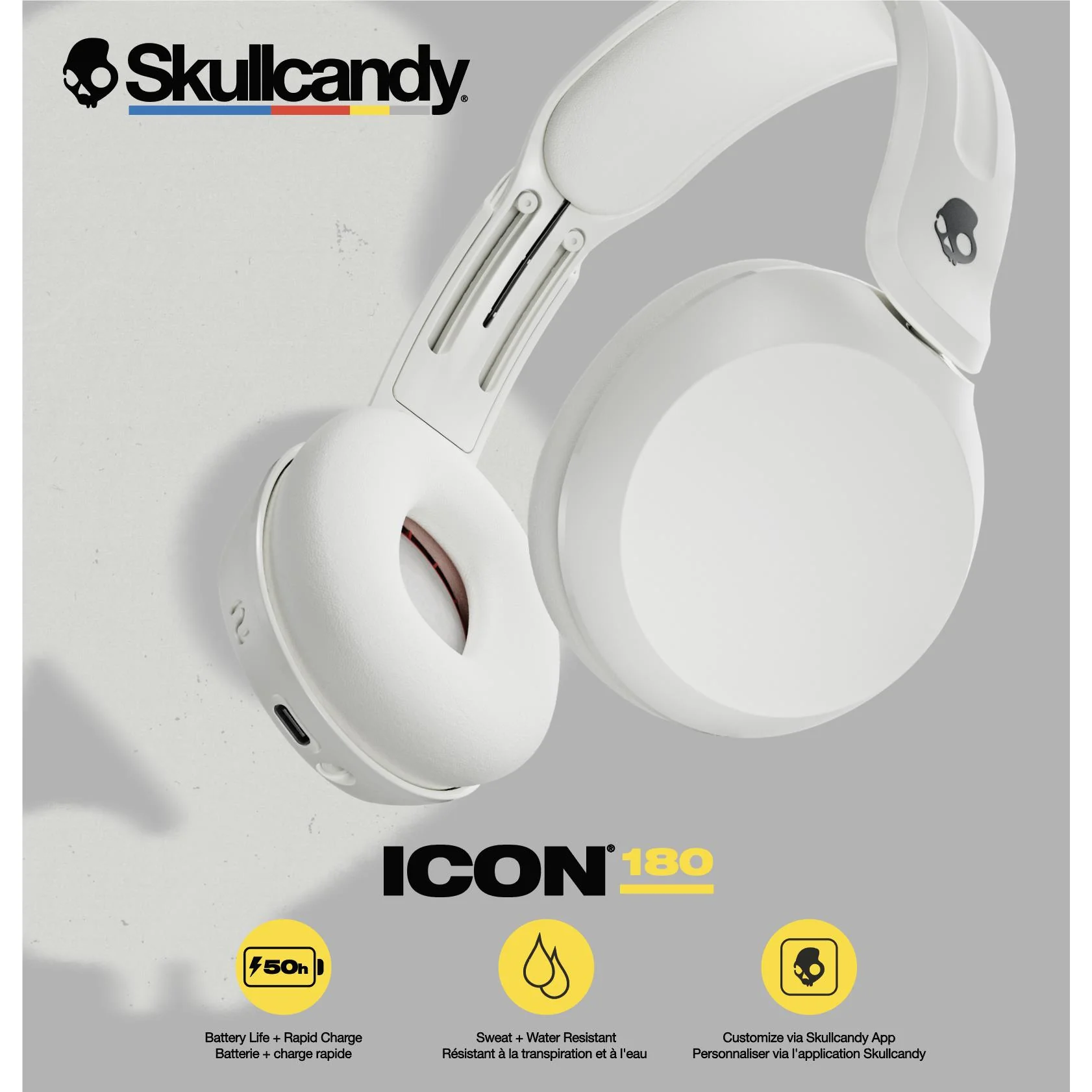 Slušalice SKULLCANDY Icon 180 Wireless (Bluetooth 5.3, naglavne, bijela boja)-2